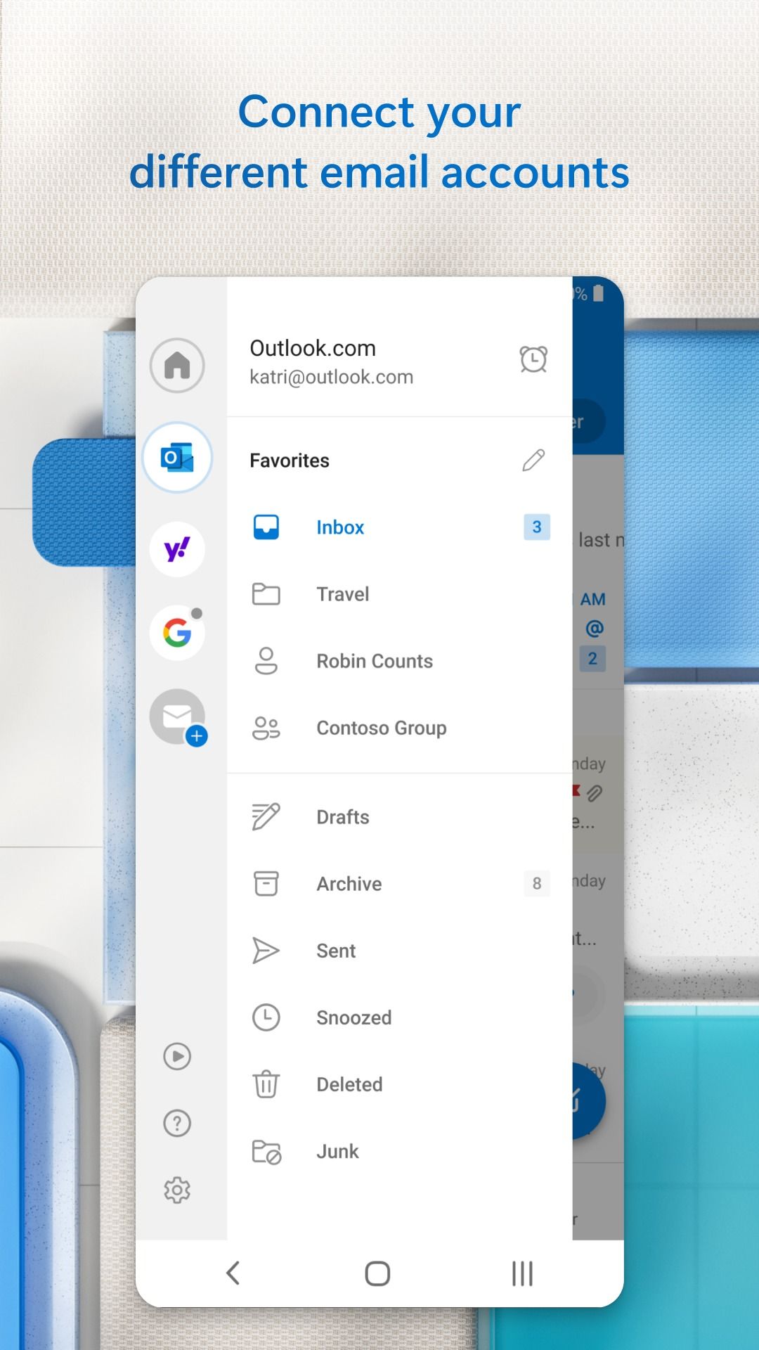 Abra o menu hambúrguer do Outlook