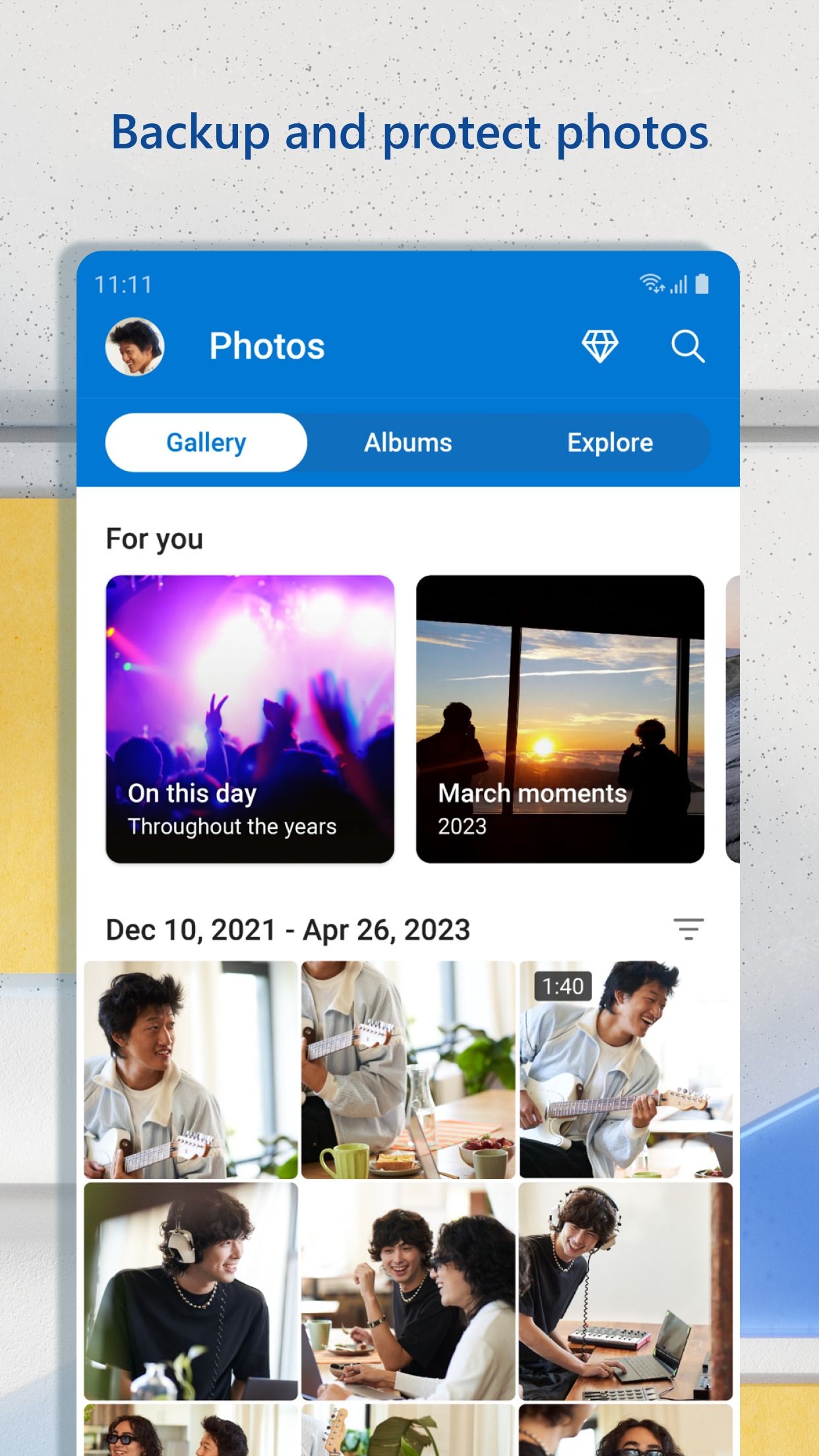 Abra a galeria de imagens no OneDrive