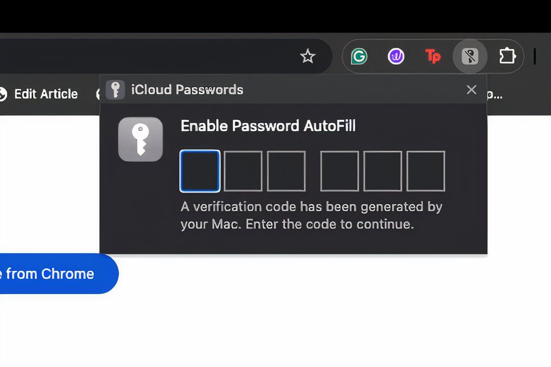 Autenticação de senhas do iCloud no Chrome