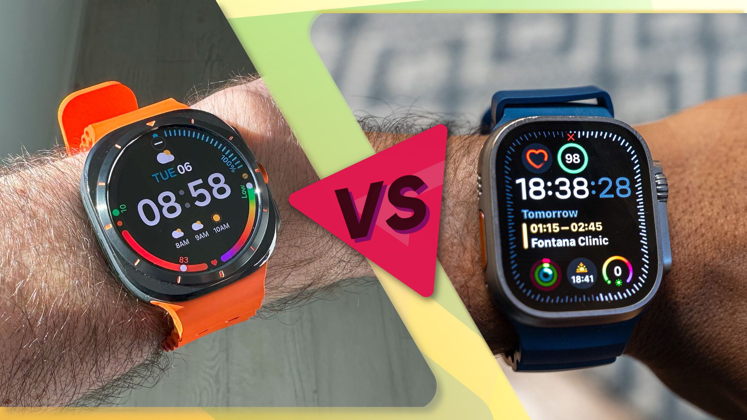 Samsung Galaxy Watch Ultra versus Apple Watch Ultra 2 frente a frente.