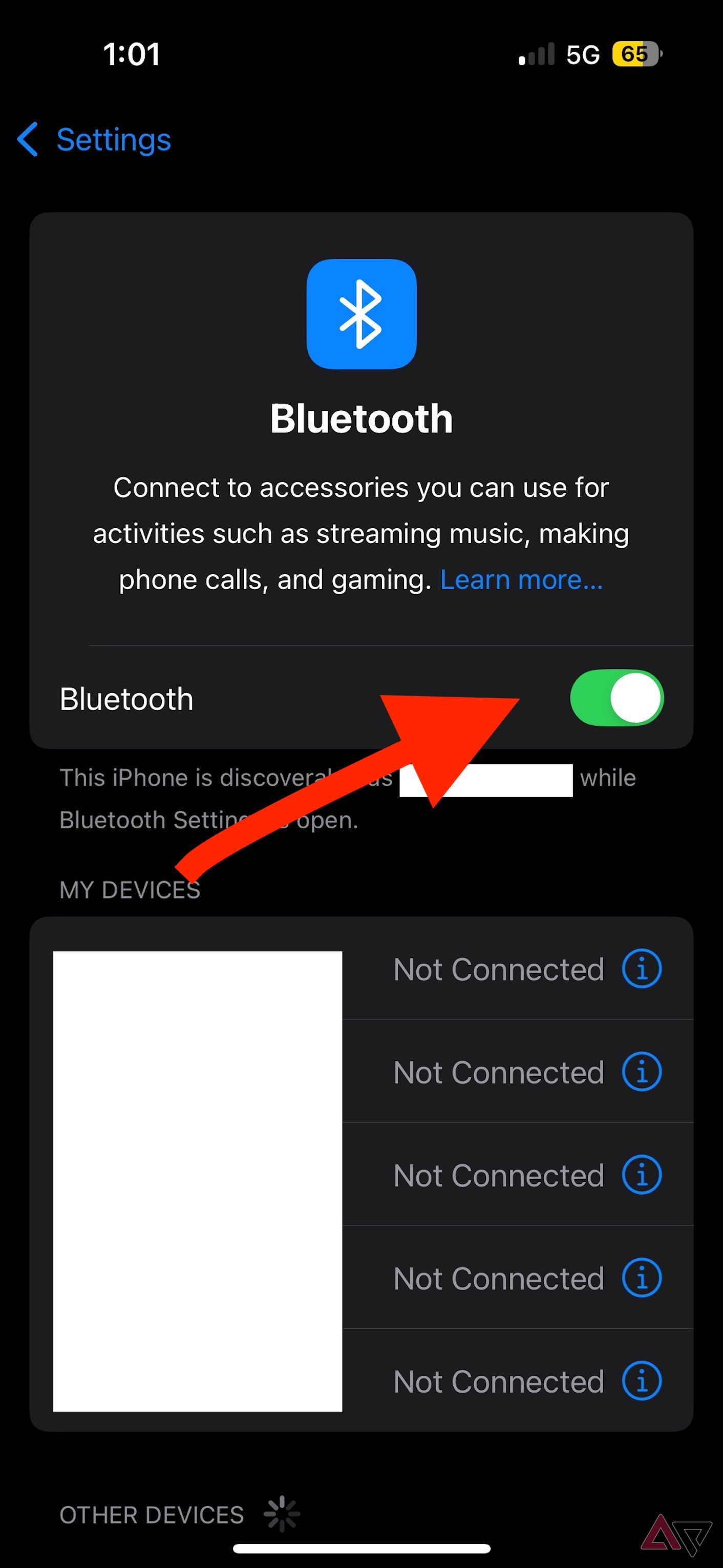 configuração de bluetooth no iphone