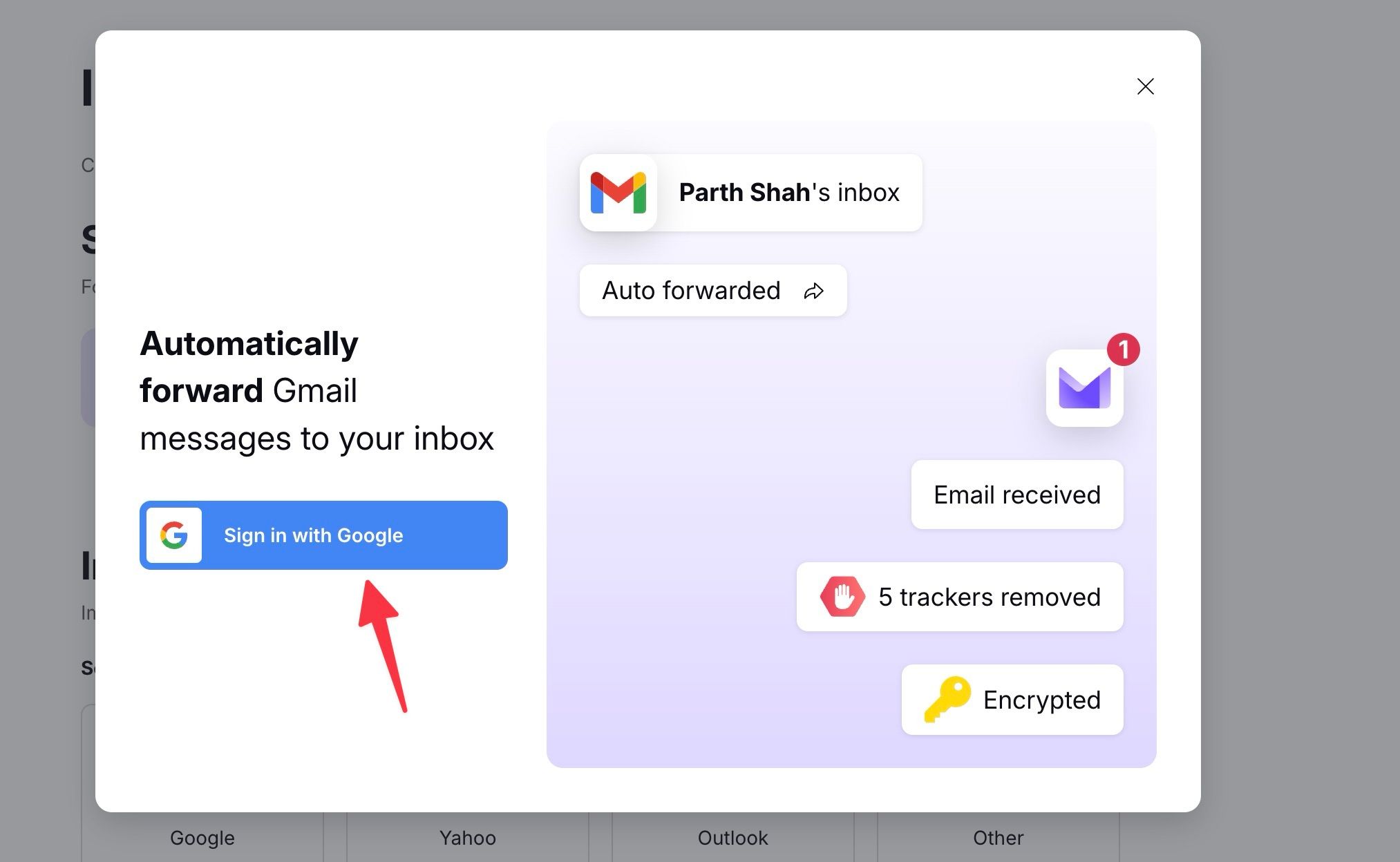 Encaminhar mensagens do Gmail para Proton