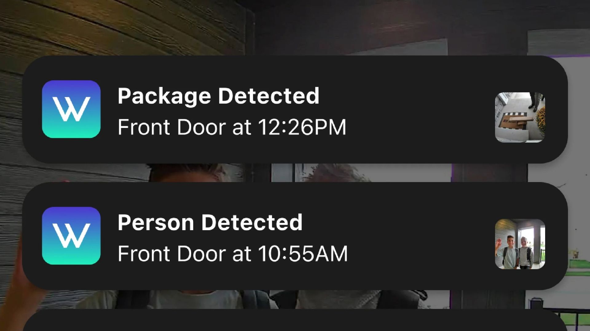 Notificações do aplicativo Wyze.