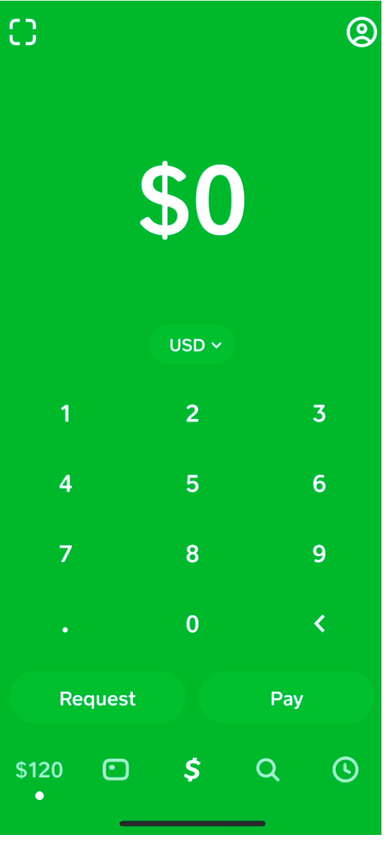 A tela de pagamento no Cash App