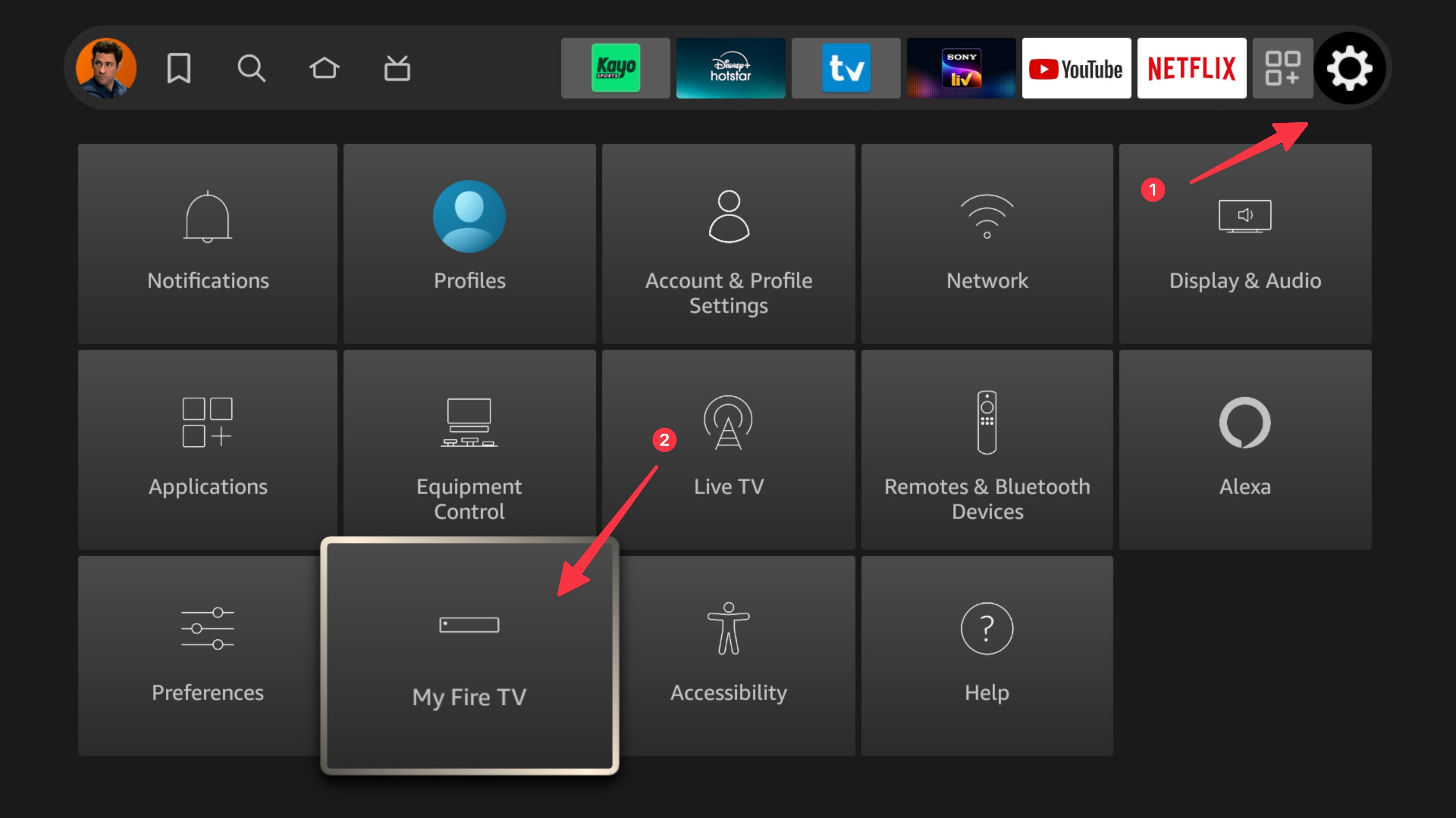 abra o menu Minha Fire TV