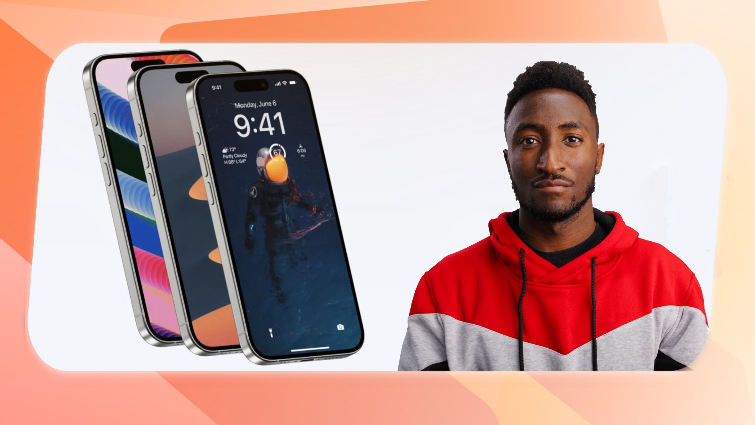 Uma imagem de MKBHD com um gráfico de papel de parede de painéis.