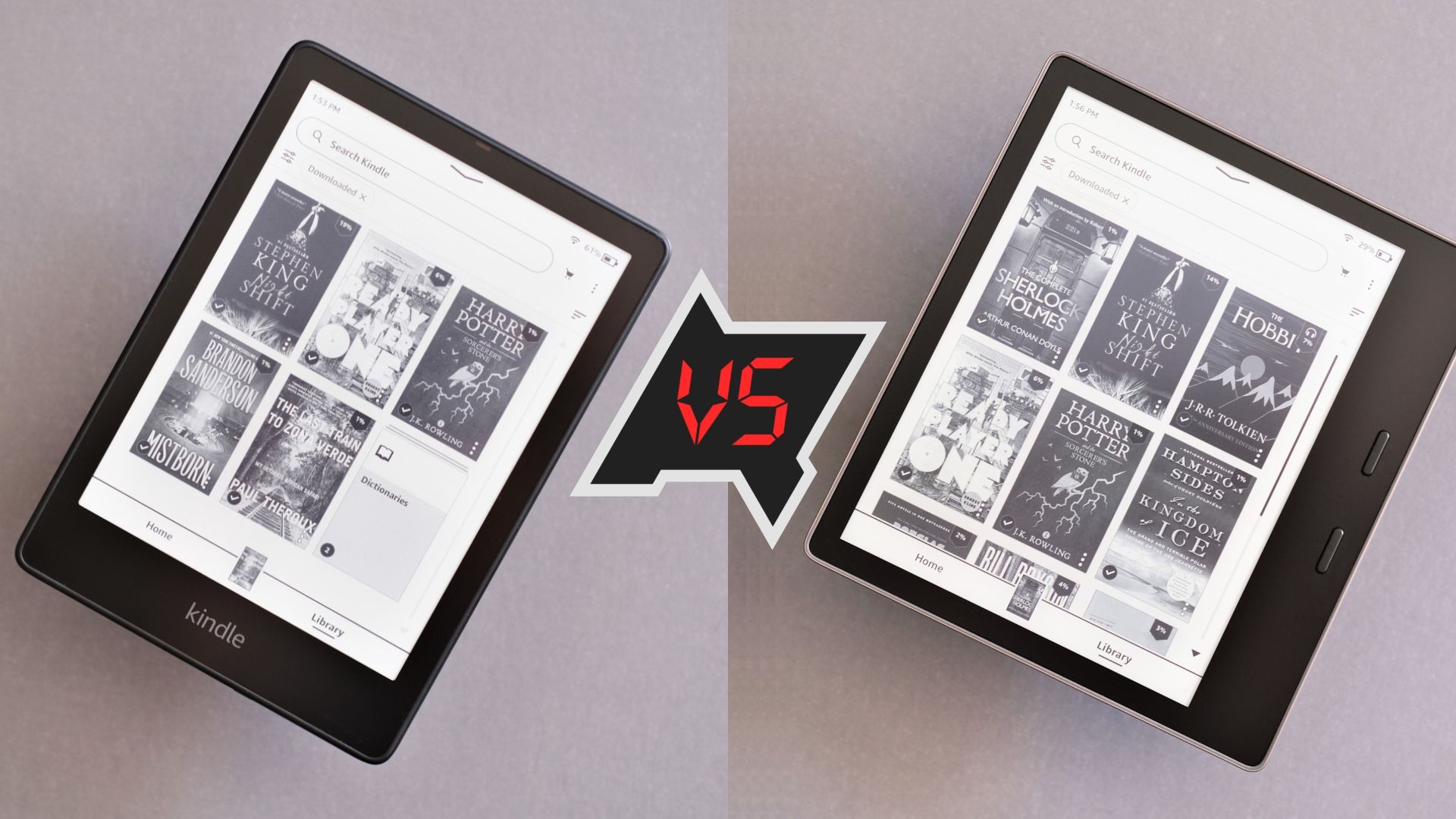 Kindle Paperwhite (à esquerda) vs Kindle Oasis (à direita)