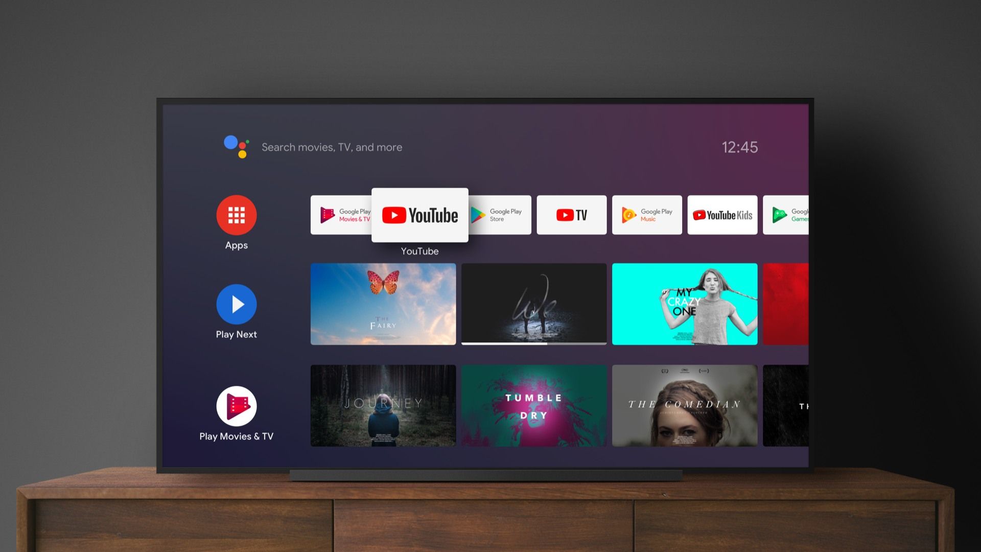 A tela inicial após a atualização do Google de 24 de julho de 2024 para o aplicativo Android TV Core Services