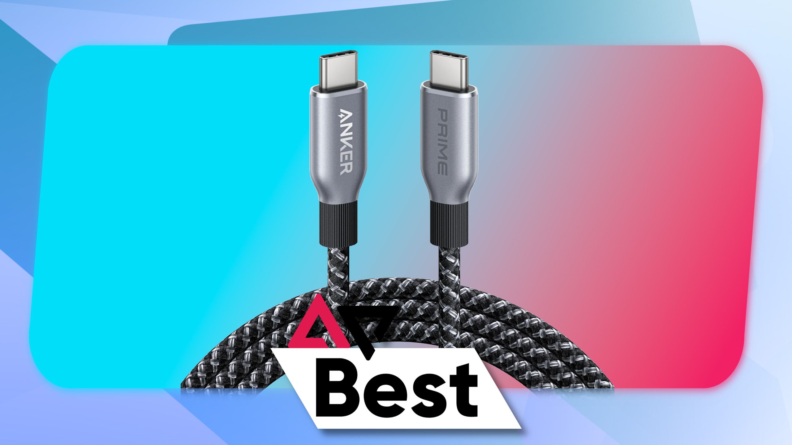 Foto Anker Prime USB-C em fundo gradiente com logotipo AP Best