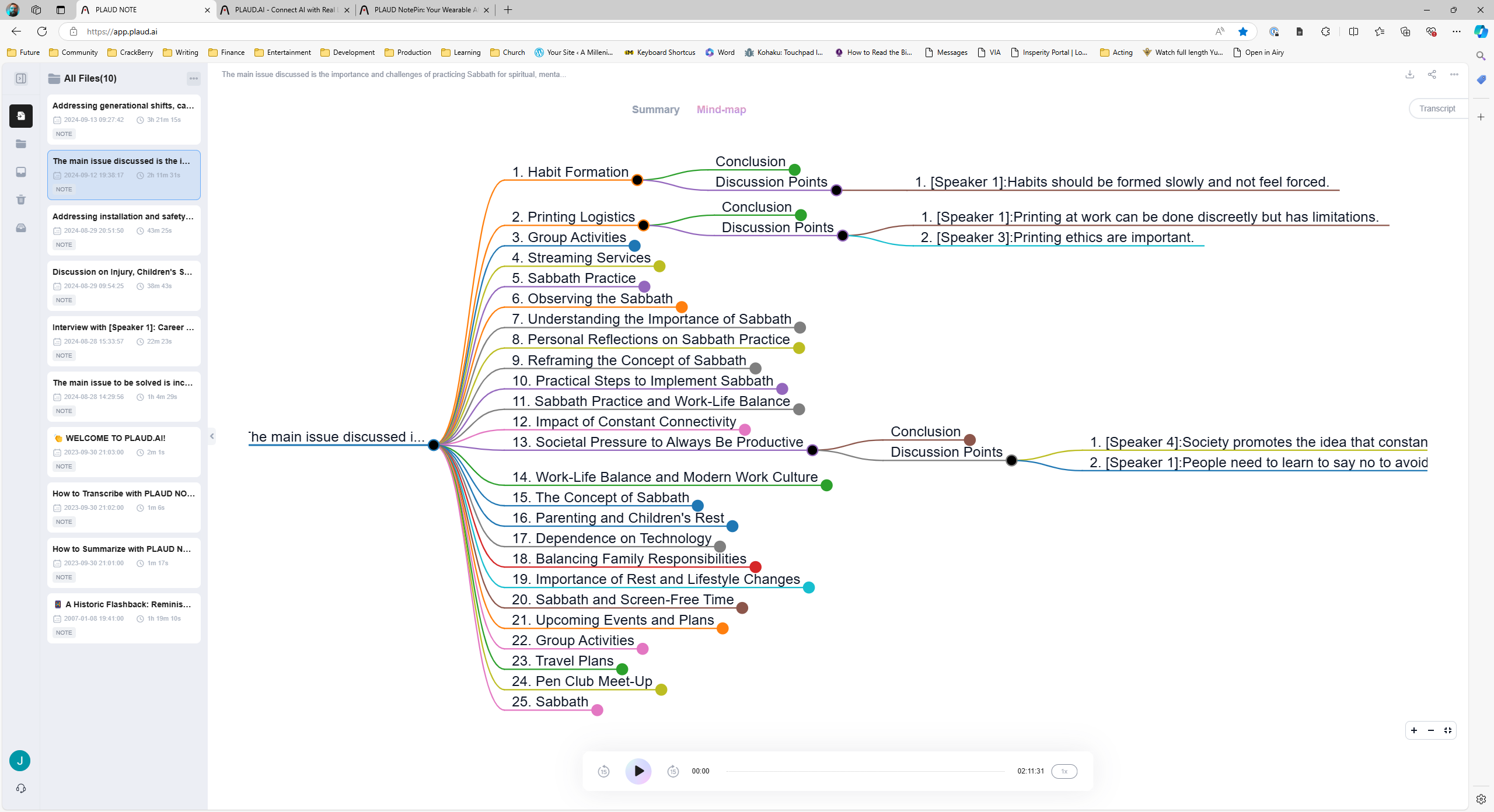 Mapa mental Plaud NotePin