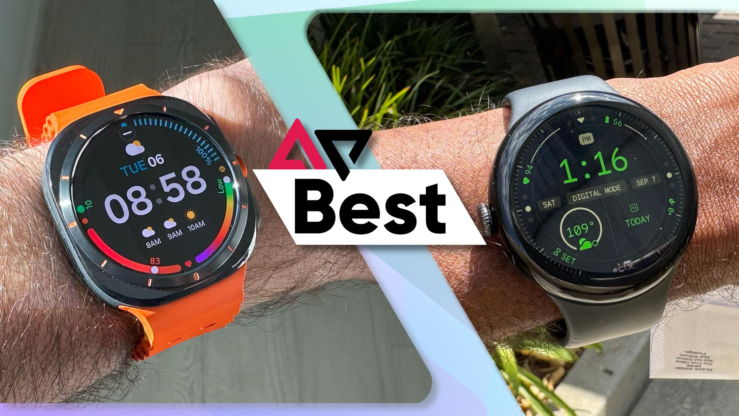 Samsung Galaxy Watch Ultra versus Google Pixel Watch 3 nos pulsos.