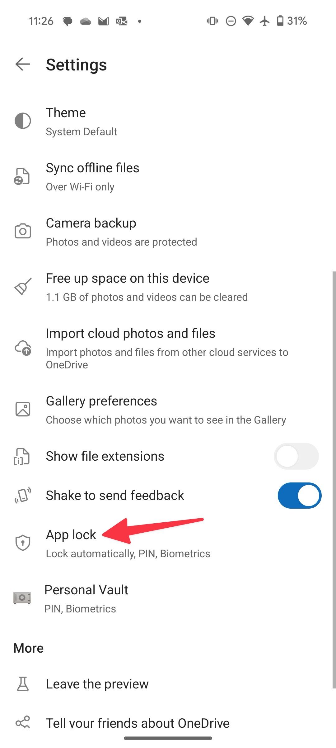 Habilite o bloqueio de aplicativos no OneDrive