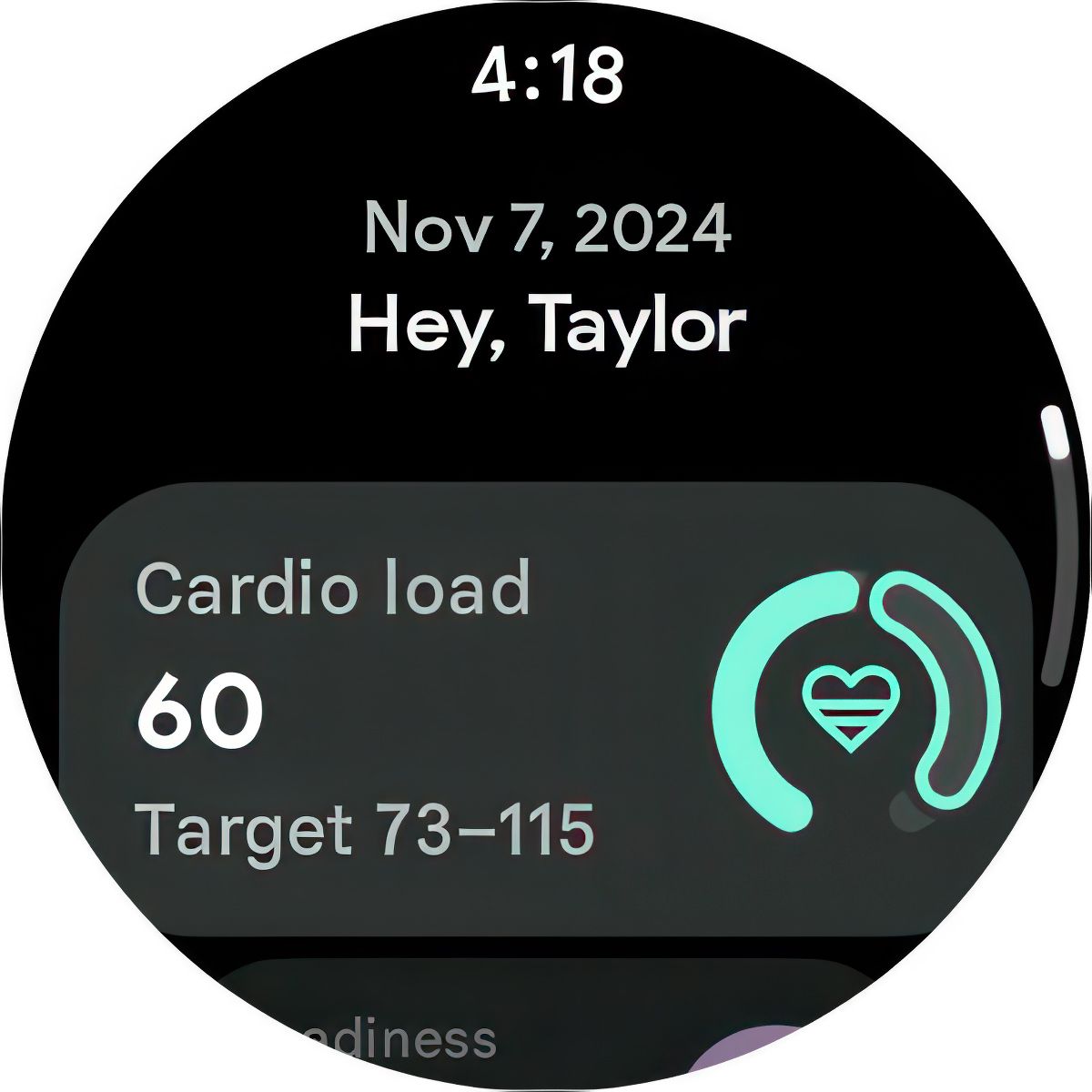 Uma captura de tela do recurso Google Pixel Watch 3 Cardio Load. 