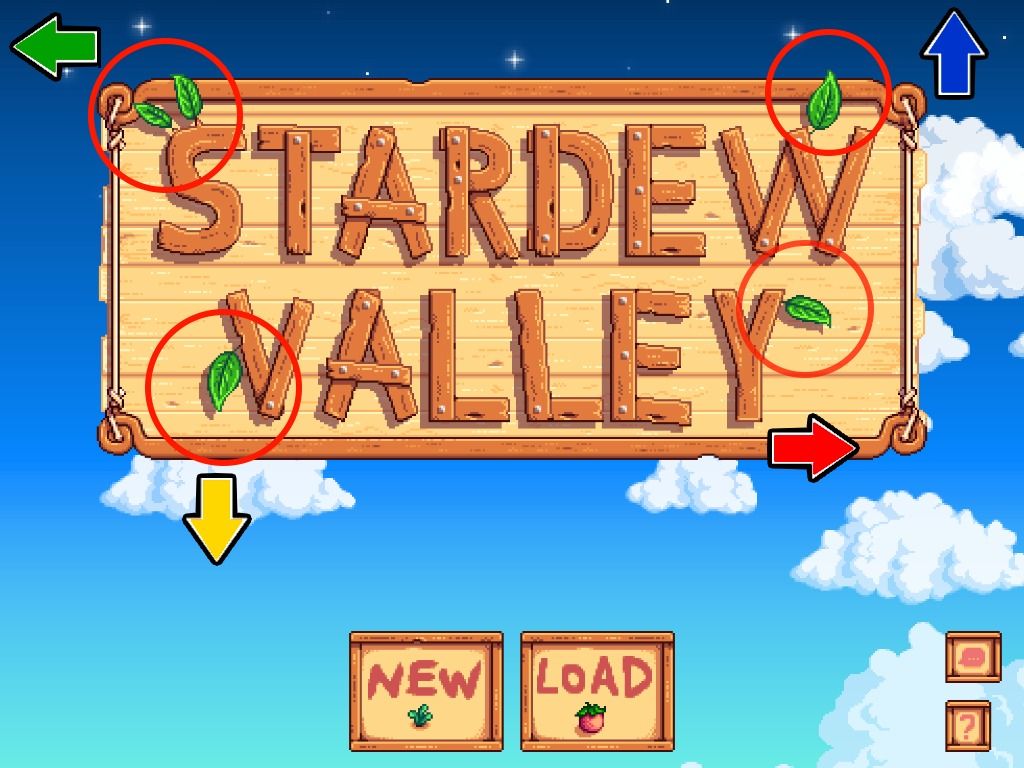 Destacando as folhas e setas para acessar o multijogador experimental de Stardew Valley