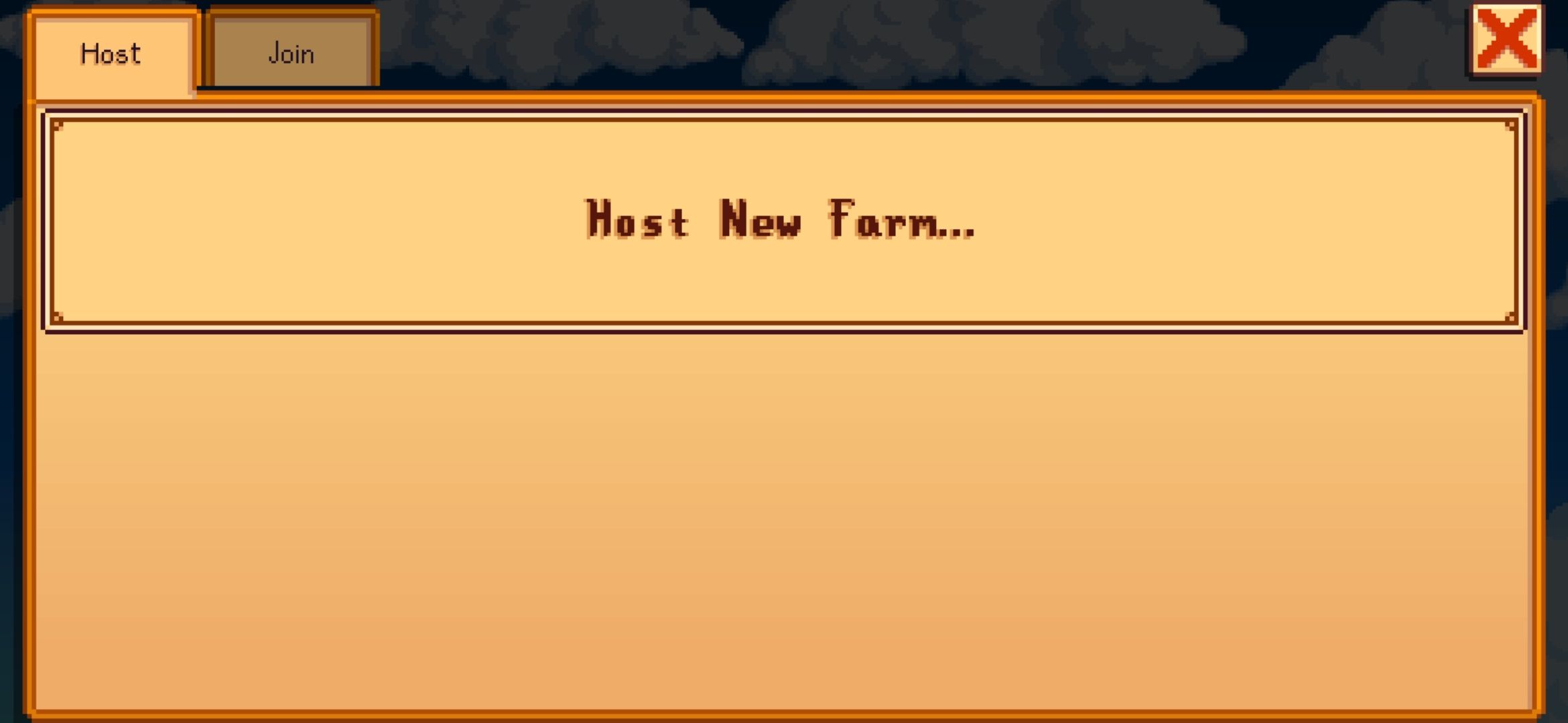 Opção Host New Farm de Stardew Valley na guia Host