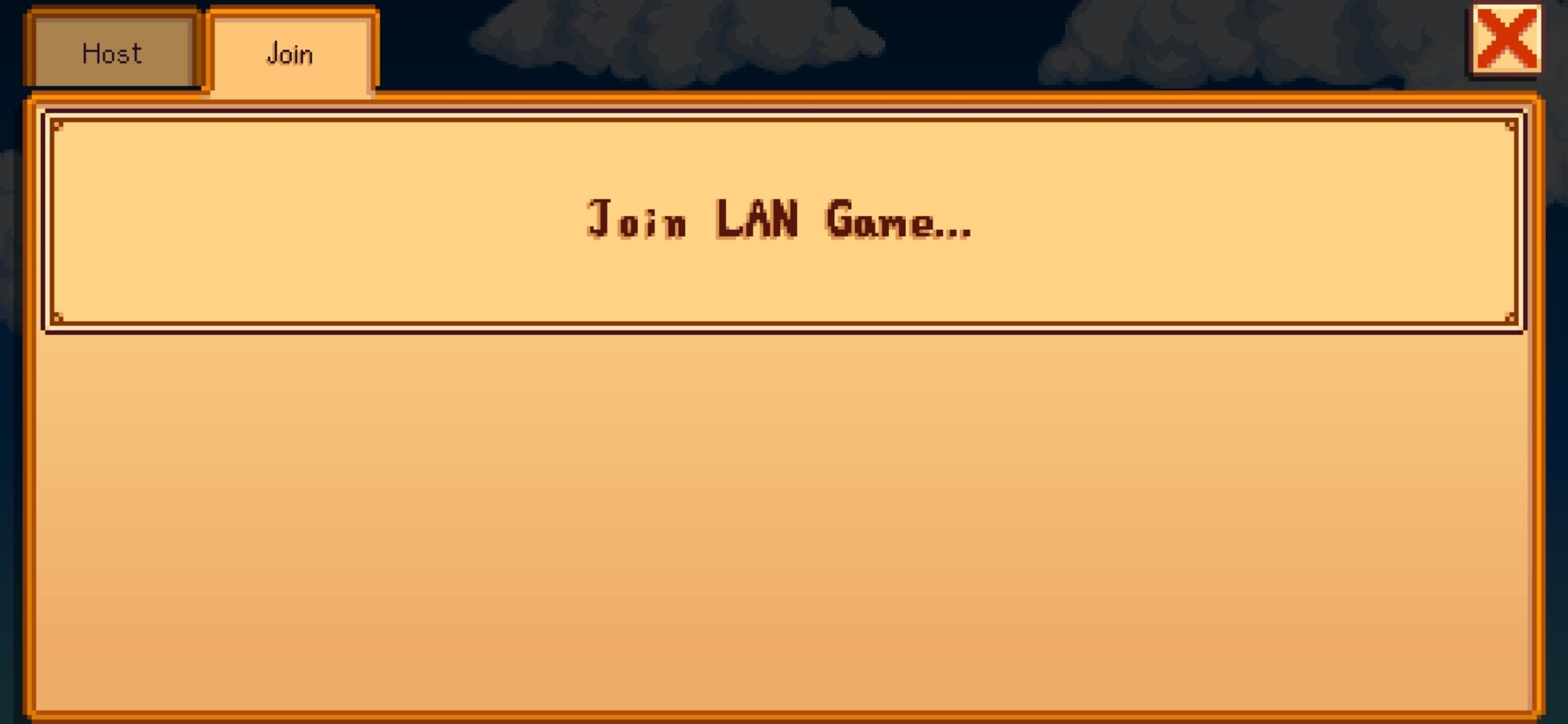 Opção Join LAN Game de Stardew Valley na guia Join