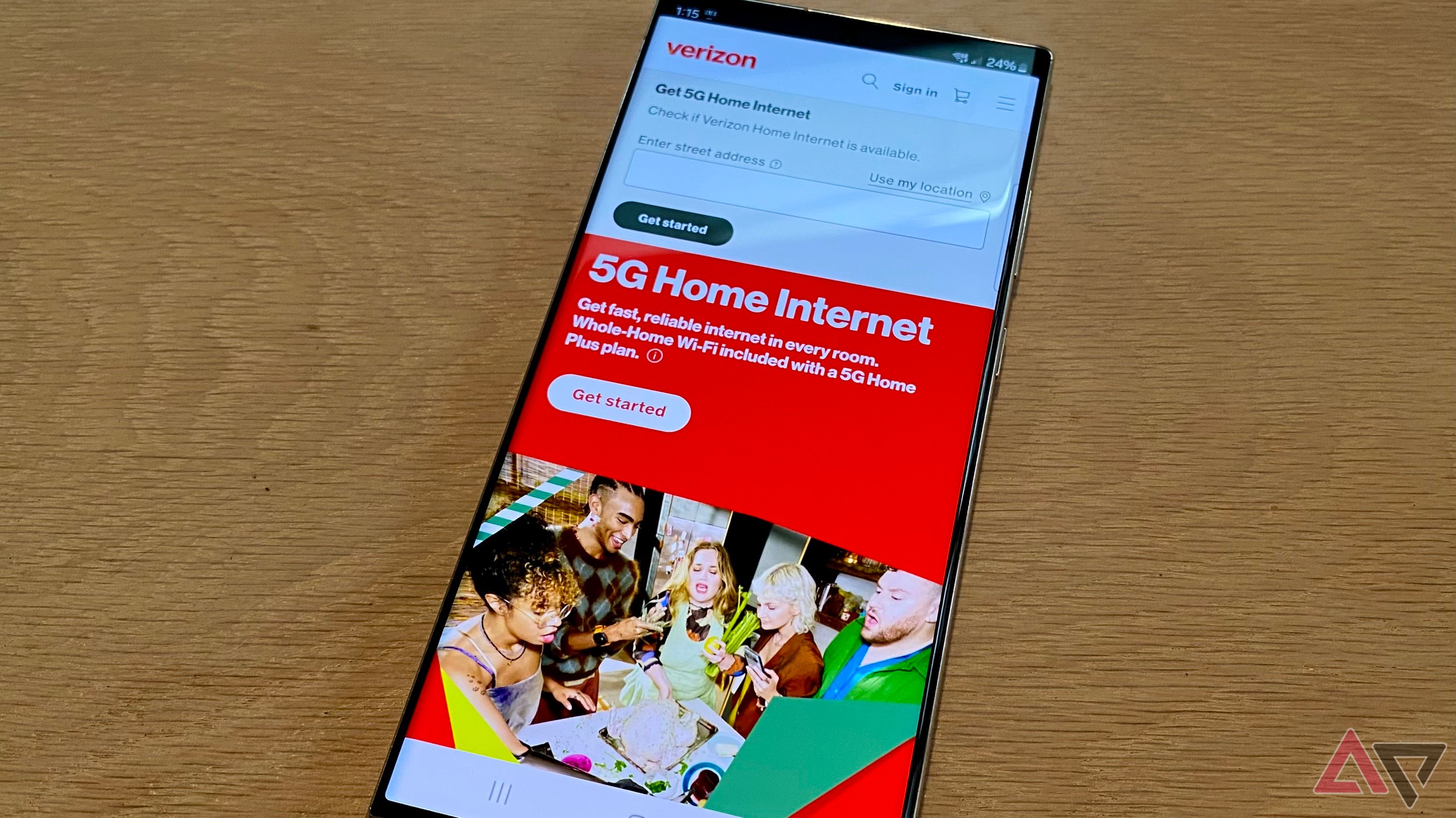 Página inicial da Verizon 5G