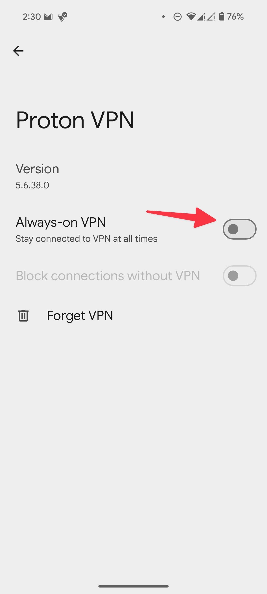 Habilite o Proton VPN o tempo todo