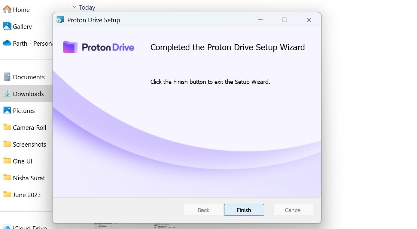 Proton Drive instalado no PC