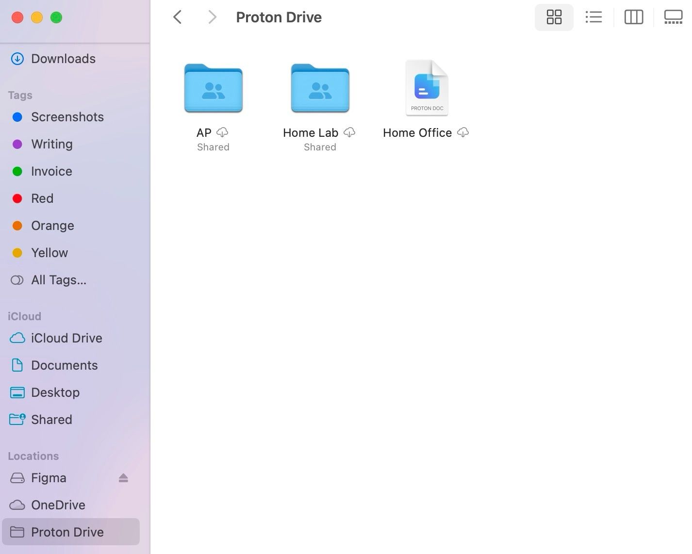 Encontre locais em Proton Drive