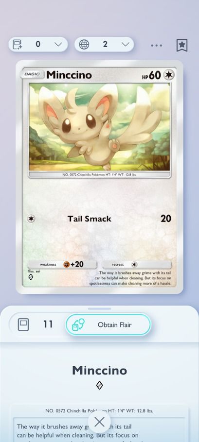 O cartão Pokémon TCG Pocket Minccino em inglês