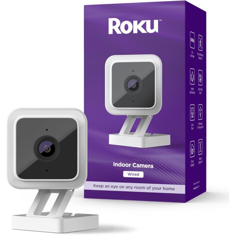 Roku Indoor Camera SE renderizado em um fundo branco