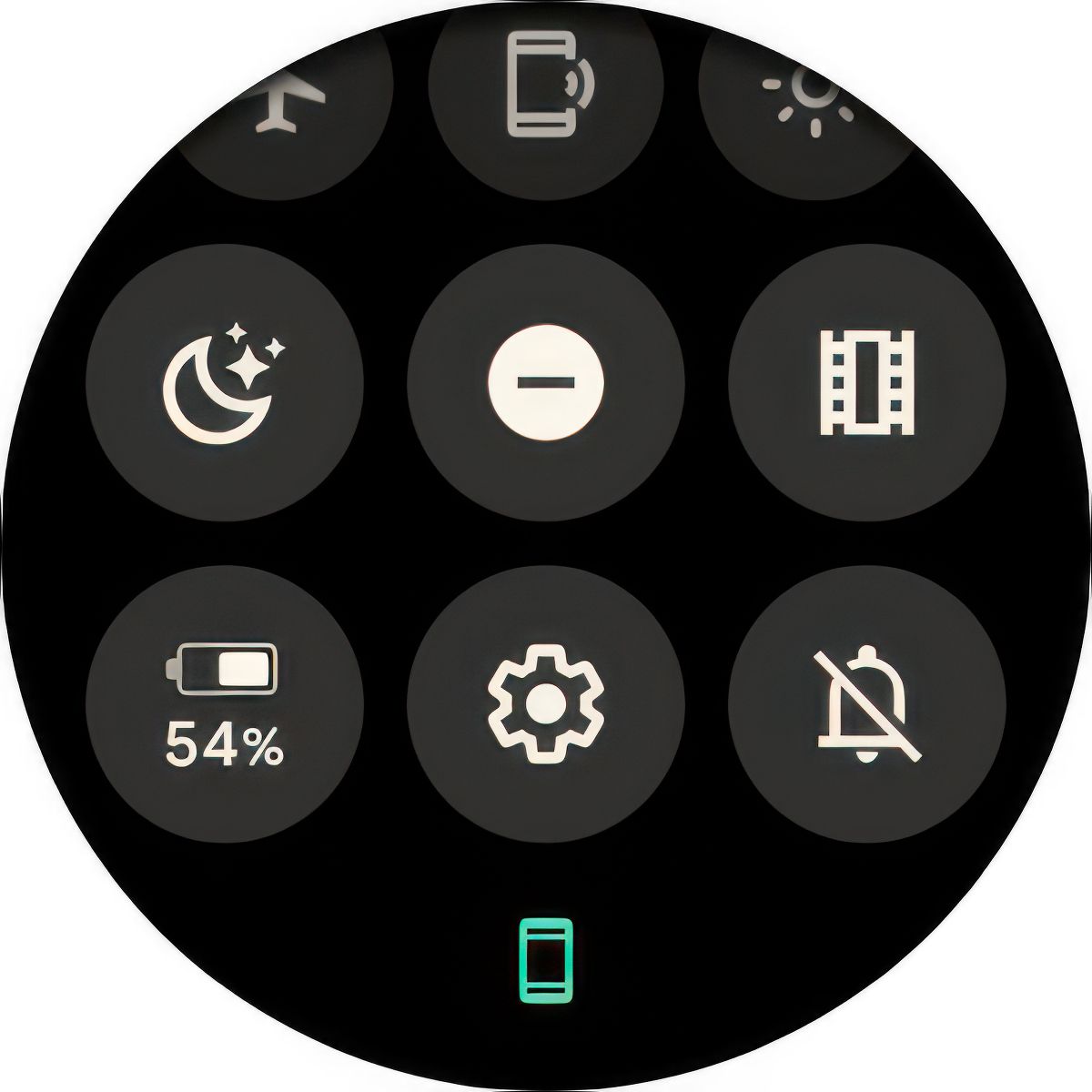 Uma captura de tela do menu de configurações rápidas do Pixel Watch 3.