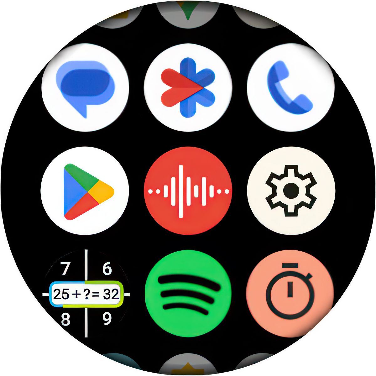 Uma captura de tela do inicializador do aplicativo Google Pixel Watch 3.