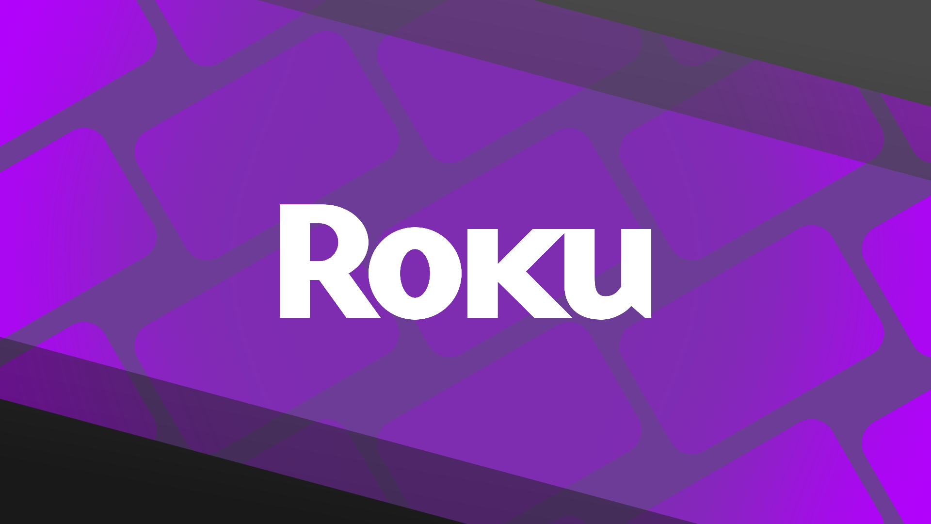 O logotipo Roku contra um rolo de filme roxo