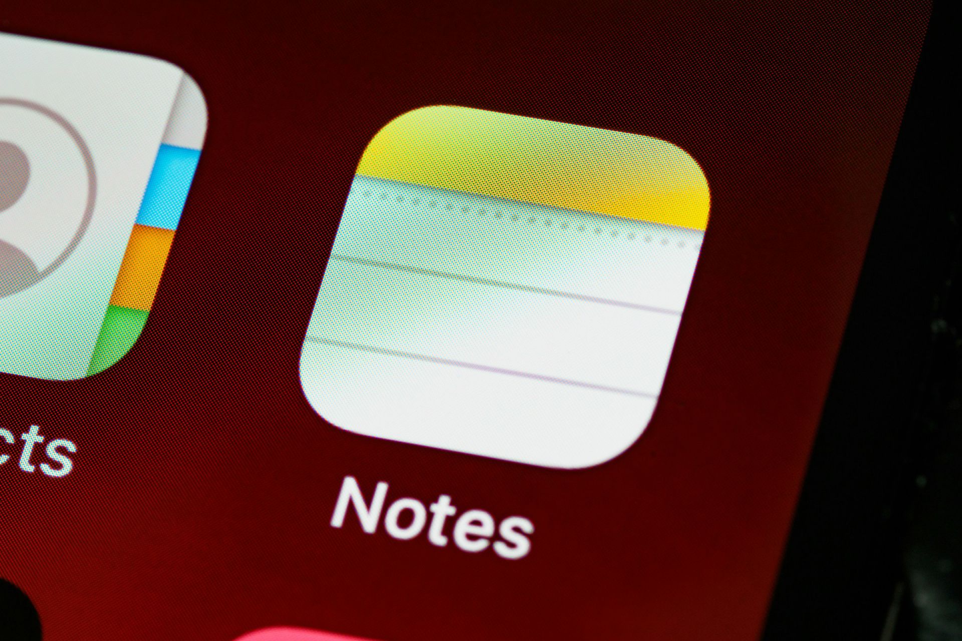 Ícone do aplicativo Apple Notes em um iPhone