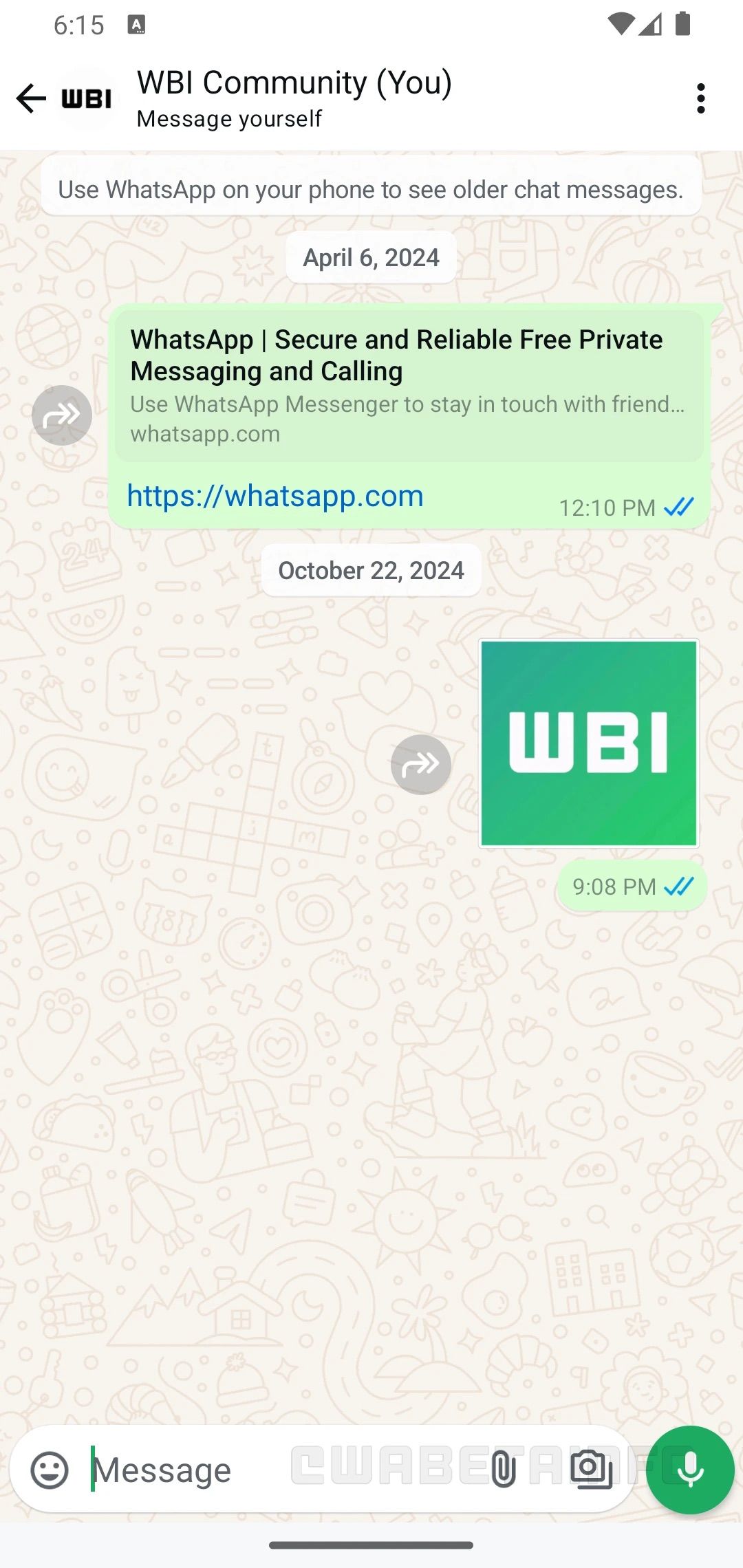 Caixa de texto do ícone da galeria do WhatsApp Beta para Android