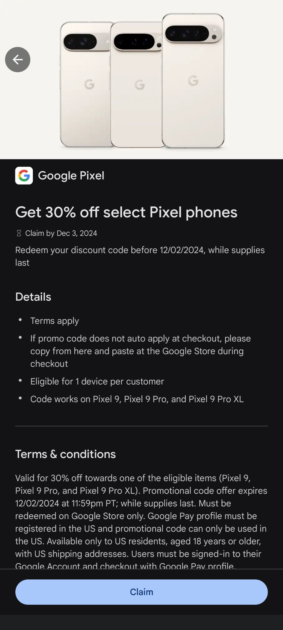 Desconto de 30% no Google Pixel 9 por meio de Play Points