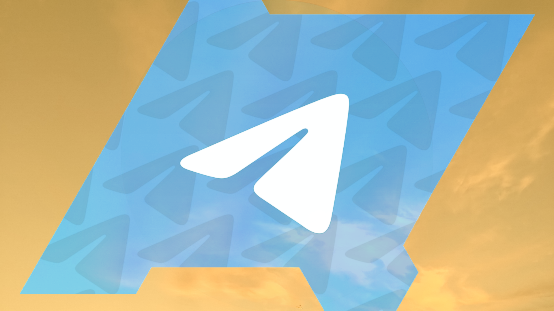 O logotipo do Telegram contra um fundo azul e dourado