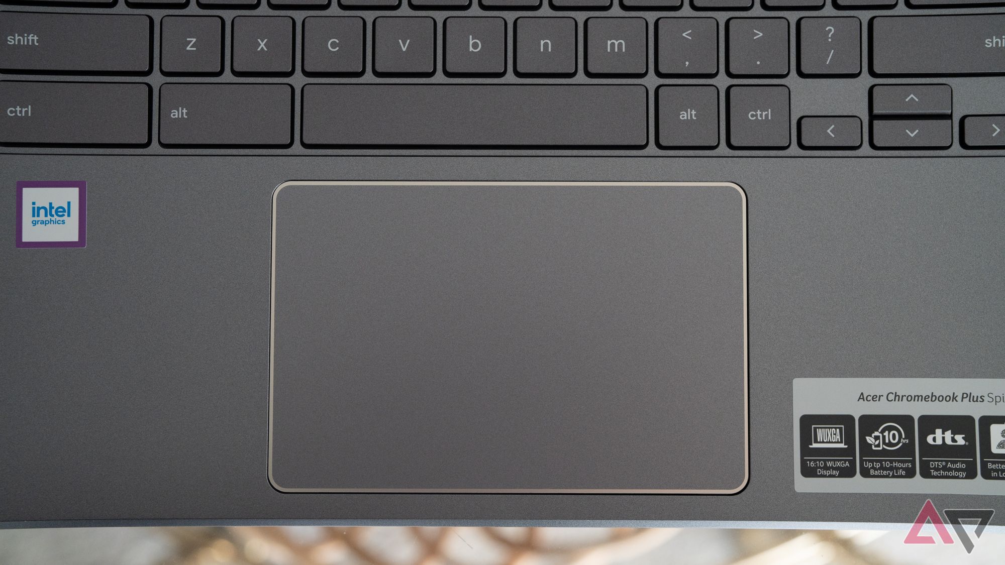 Um close do trackpad Acer Chromebook Plus Spin 514