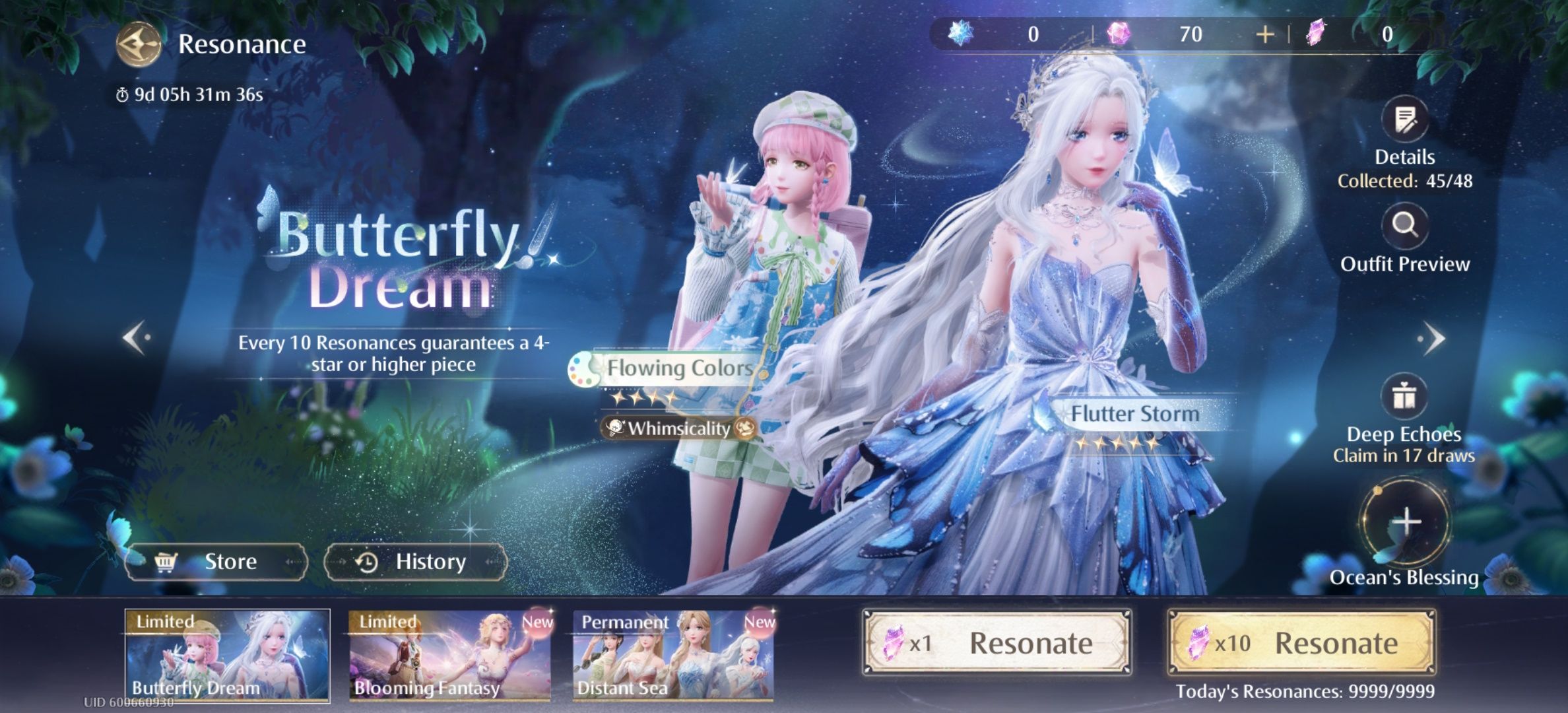 Banner limitado em destaque no Infinity Nikki mostrando a mecânica do gacha