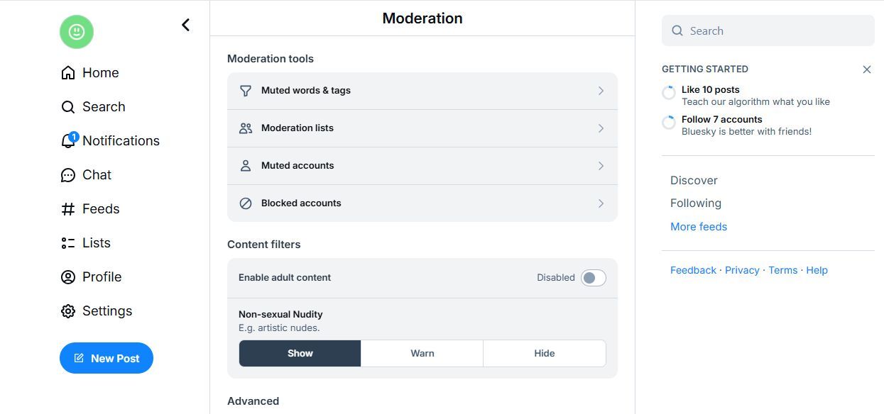 Captura de tela mostrando ferramentas de moderação no Bluesky