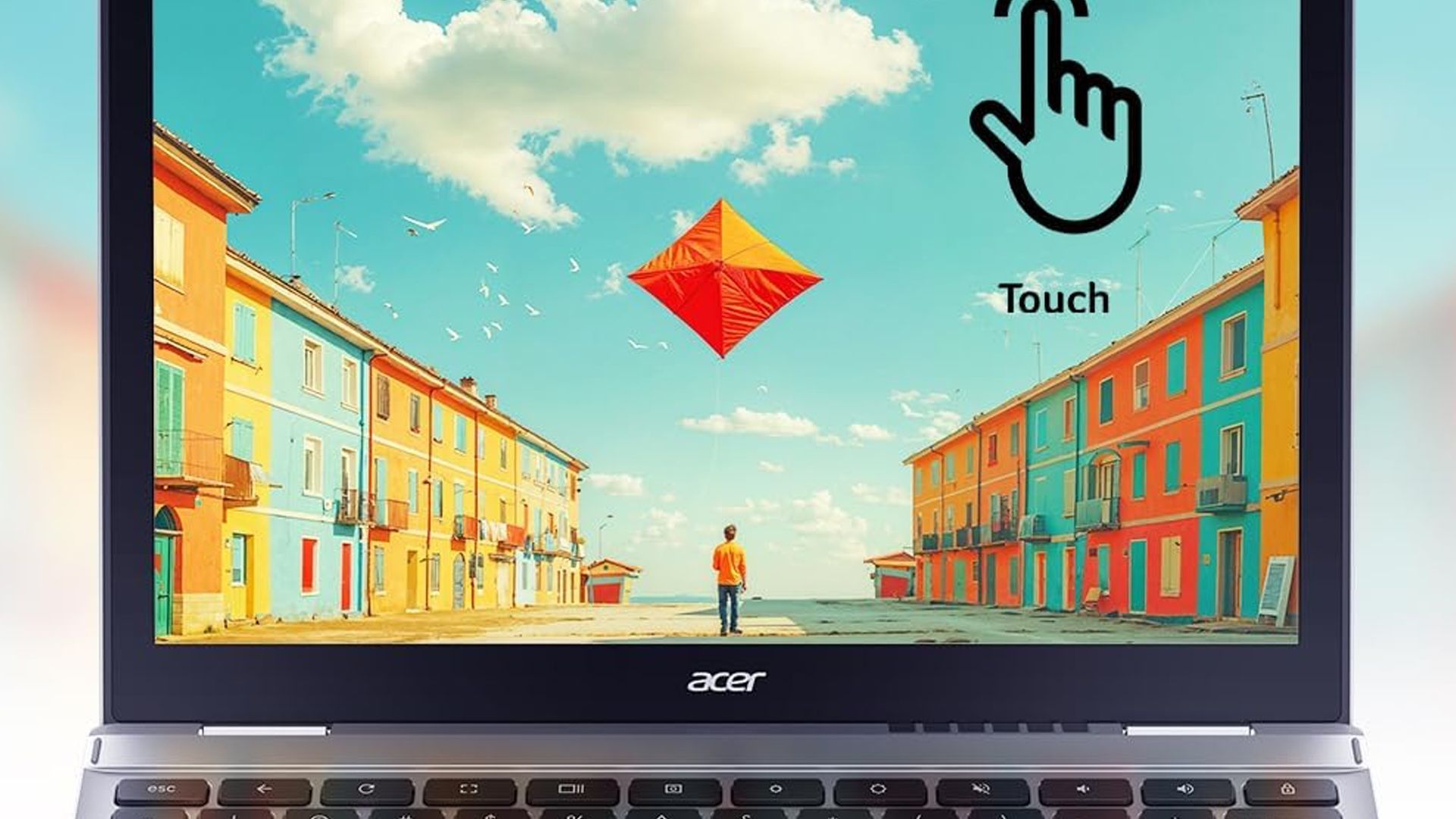 Um close da tela sensível ao toque do Acer Chromebook Spin 312.