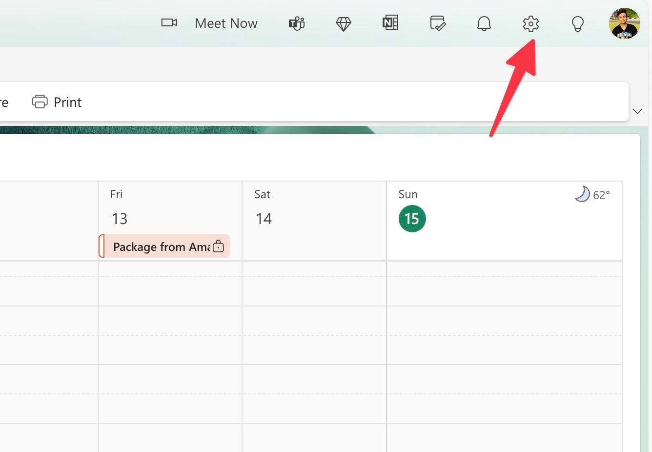 Abra as configurações de calendário do Outlook