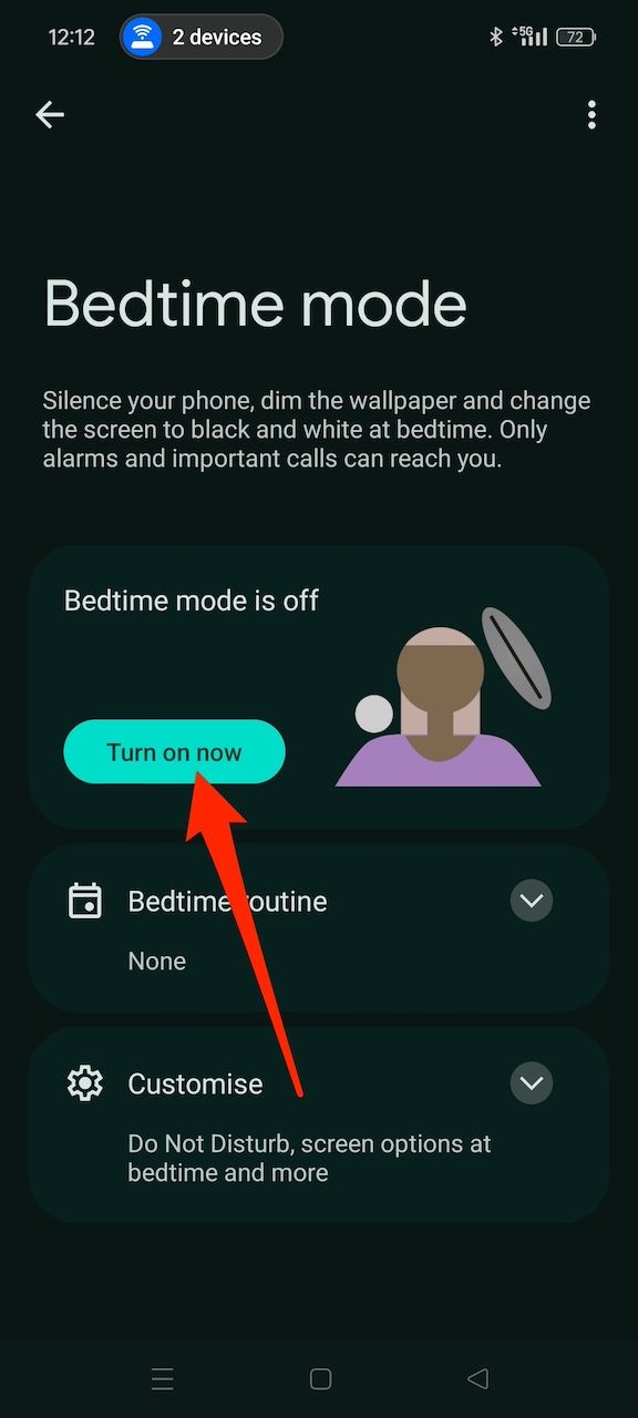 Ativando o modo hora de dormir no Android