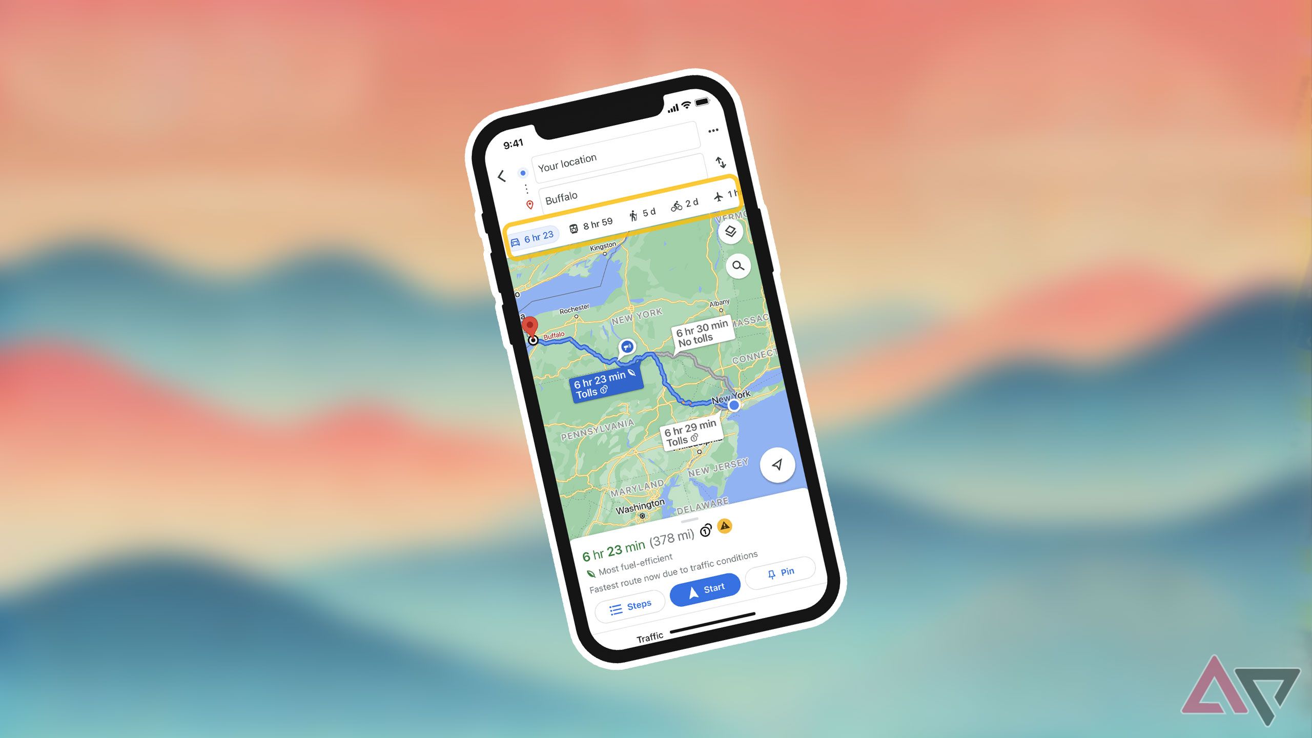 O aplicativo Google Maps aberto em um iPhone