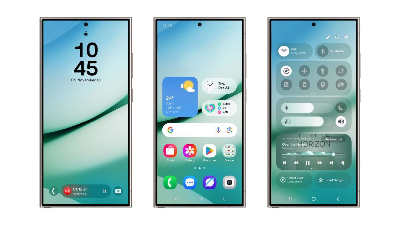 Revisão visual da Samsung para One UI 7 beta 1.