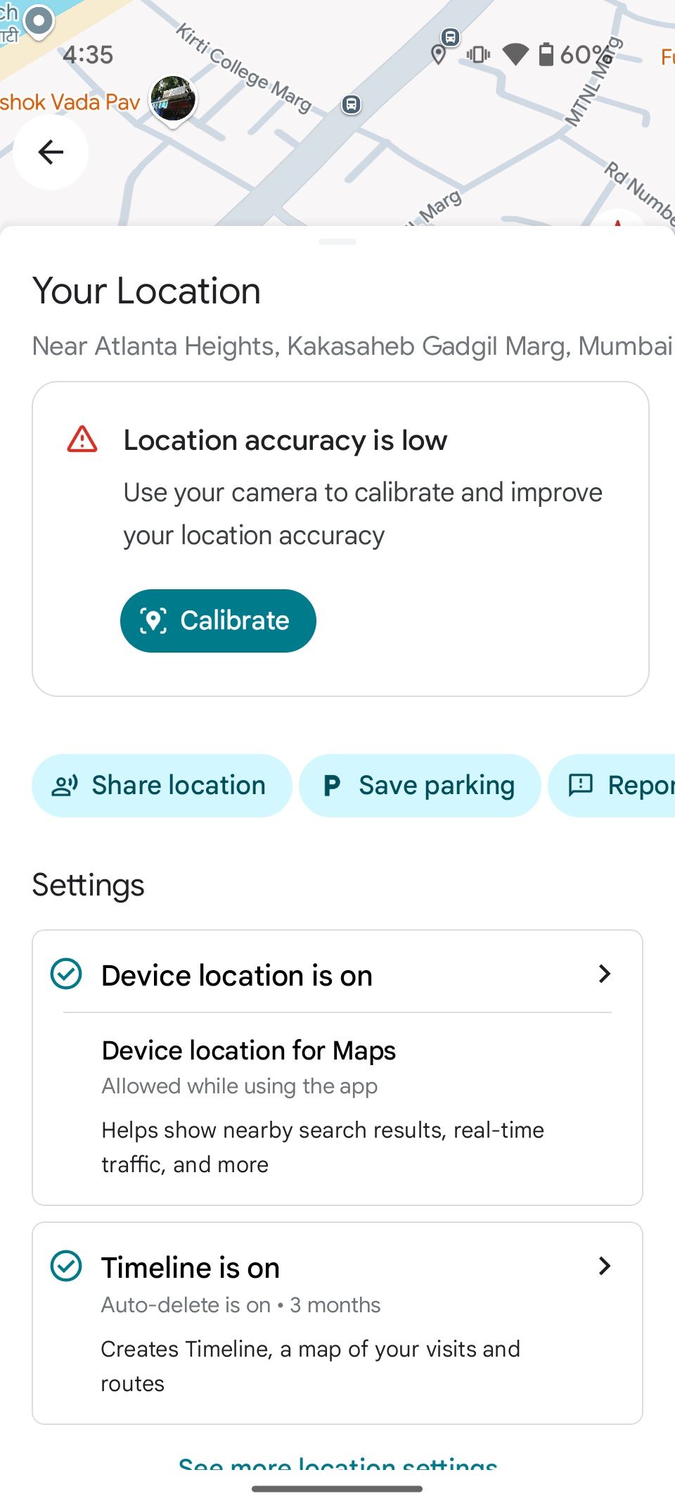 Google Maps mostrando a opção Salvar estacionamento