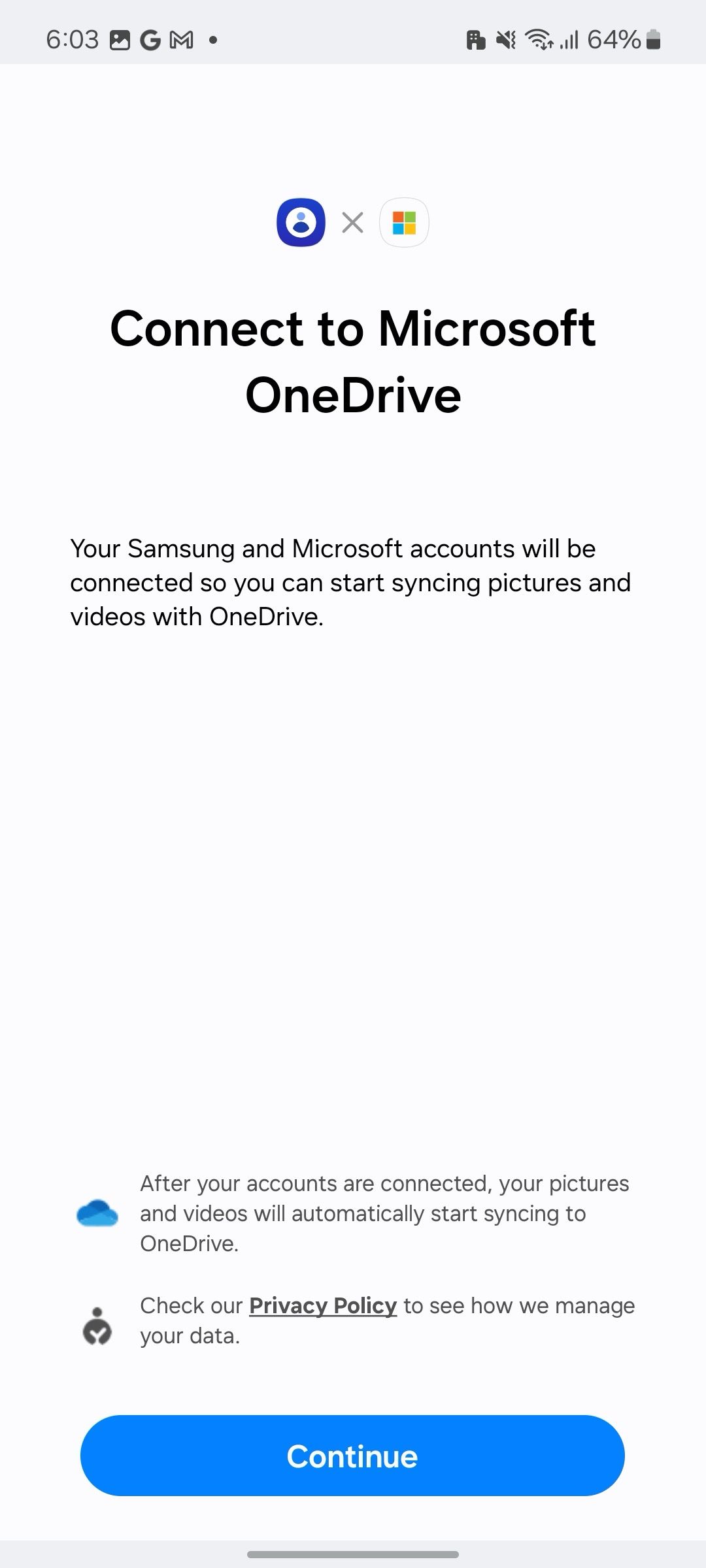 Sincronize a Galeria Samsung com o OneDrive