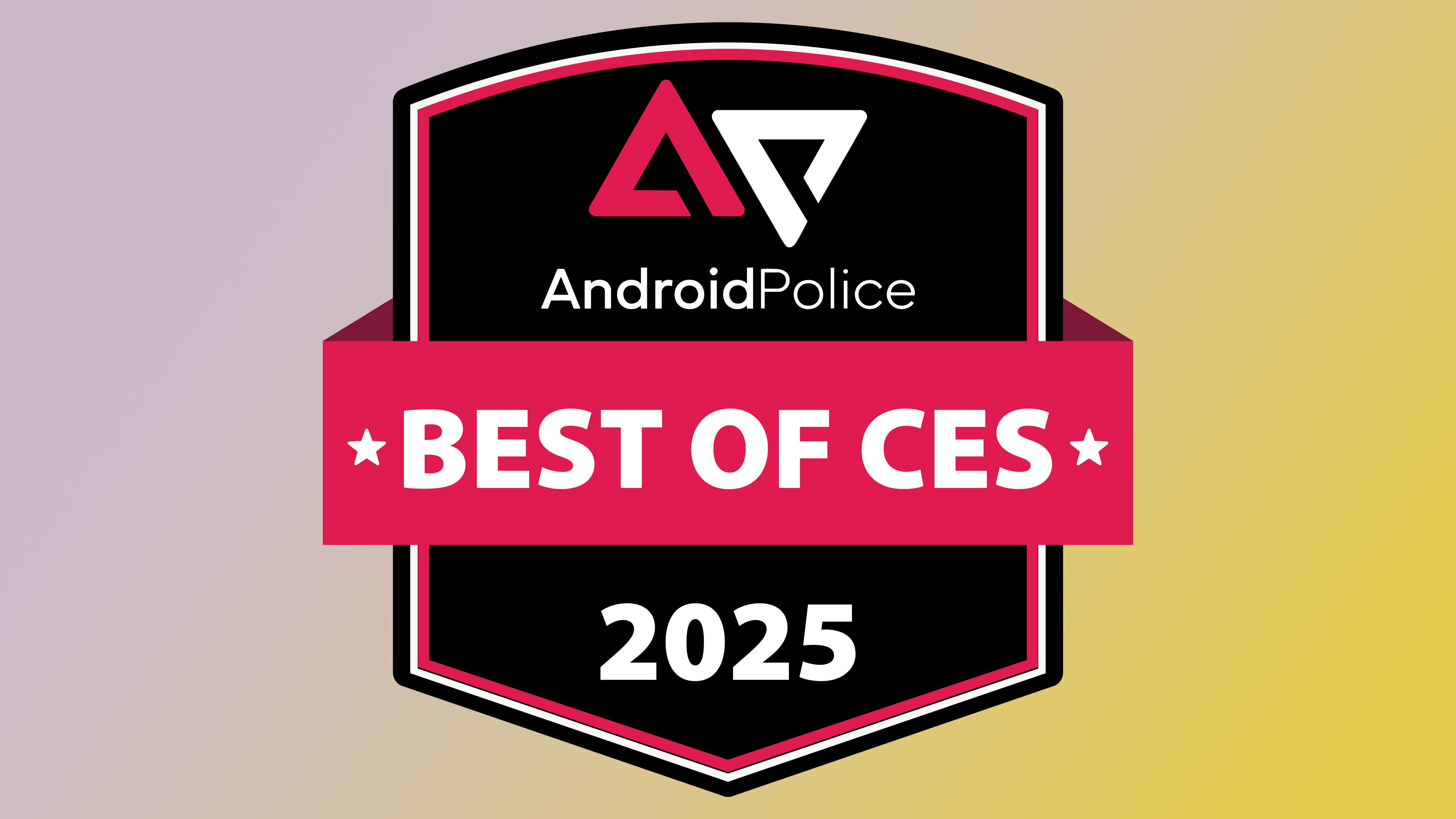 Logotipo Best of CES 2025 do Android Police em um fundo colorido