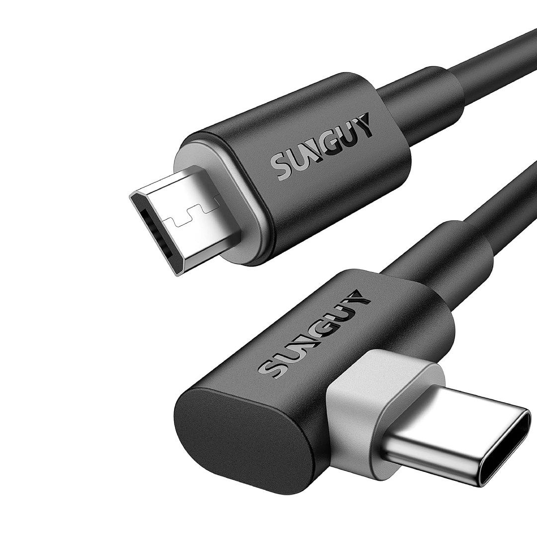 Uma renderização do cabo SunGuy Micro USB para USB-C