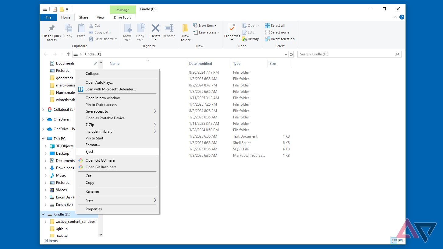 Opção de ejetar unidade do Windows PC File Explorer