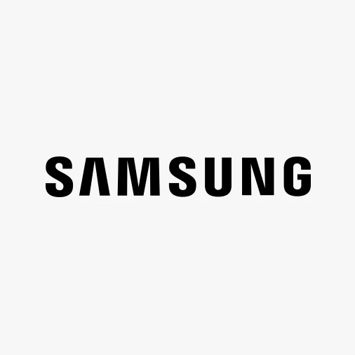 Uma imagem do logotipo da Samsung em preto sobre um fundo branco