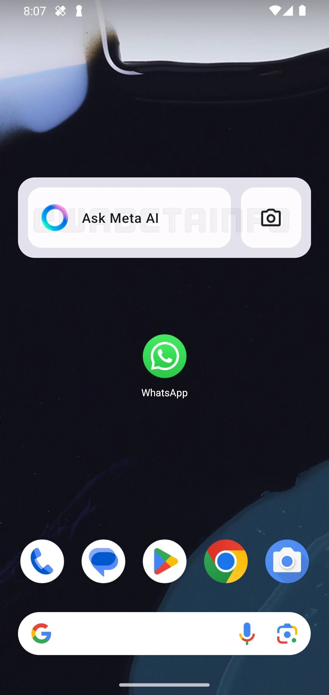 Uma captura de tela do próximo widget Meta AI do WhatsApp.